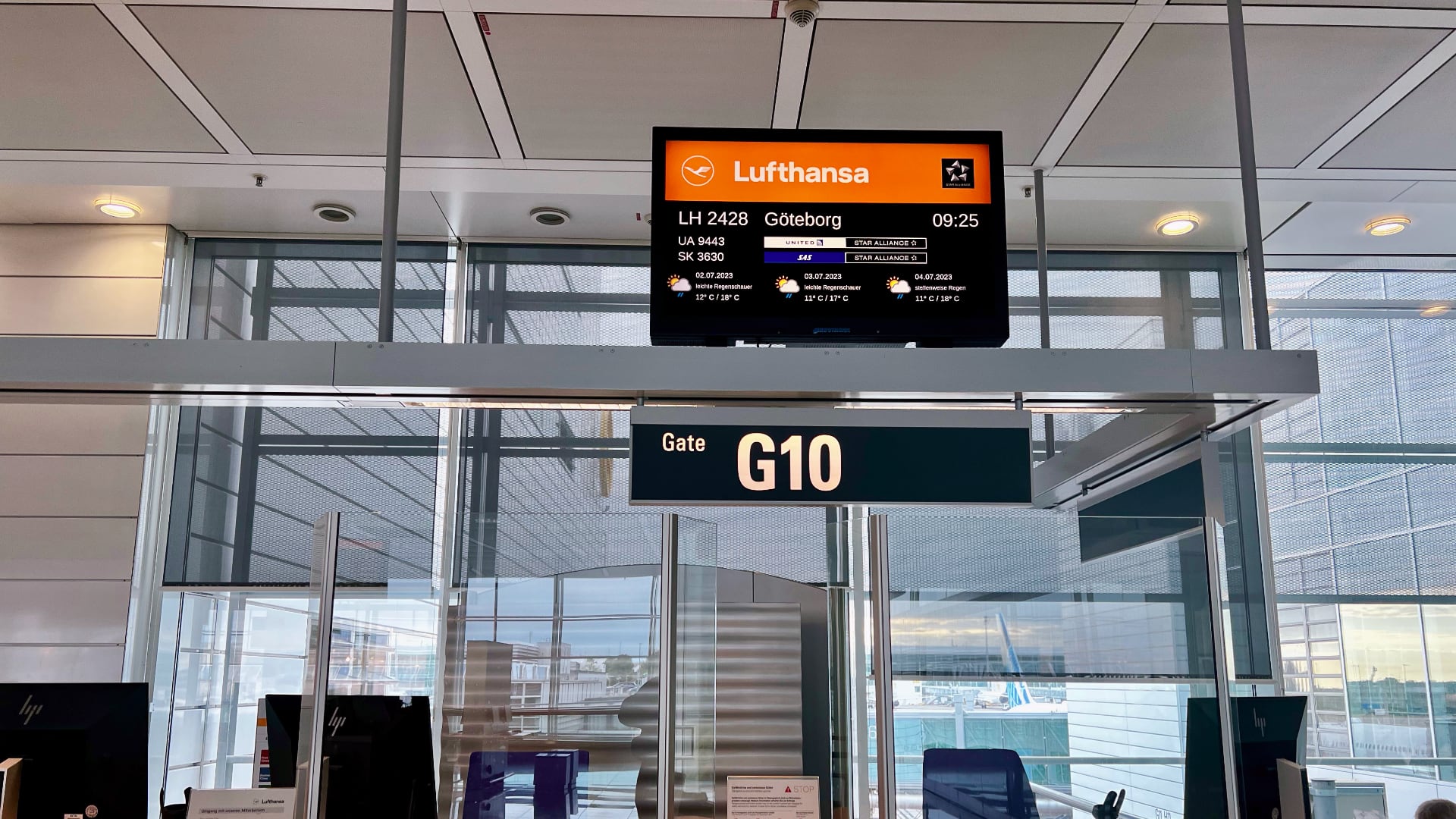 At the actually-not-terrible Munich airport getting ready to board for the last leg of my flight.