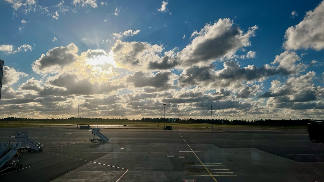 Sun rays over the tarmac