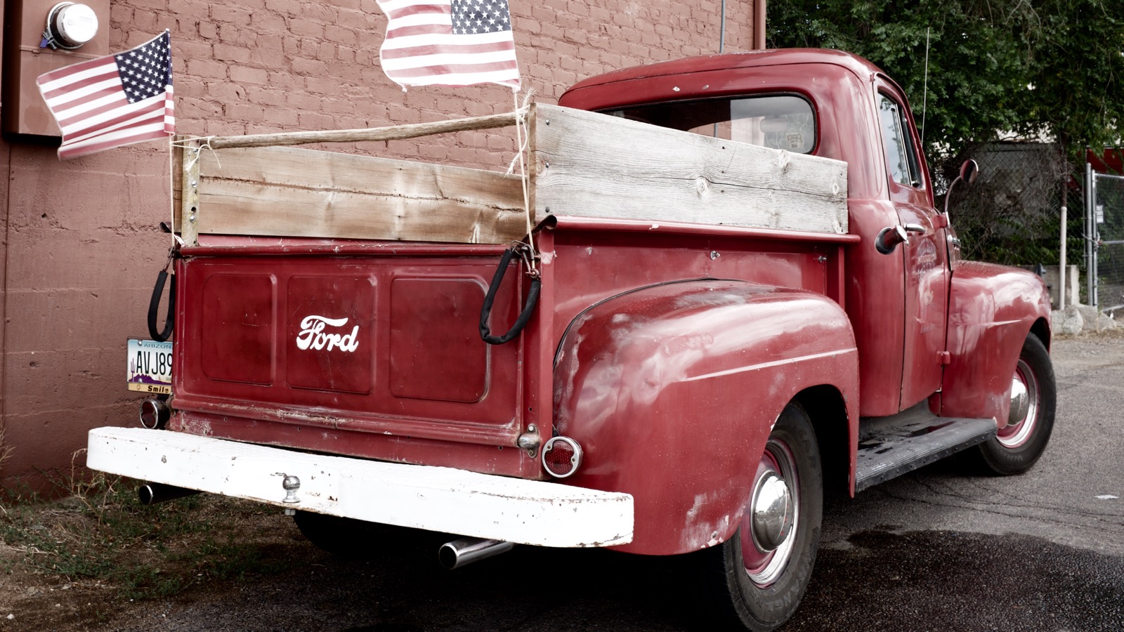 Red Ford truck